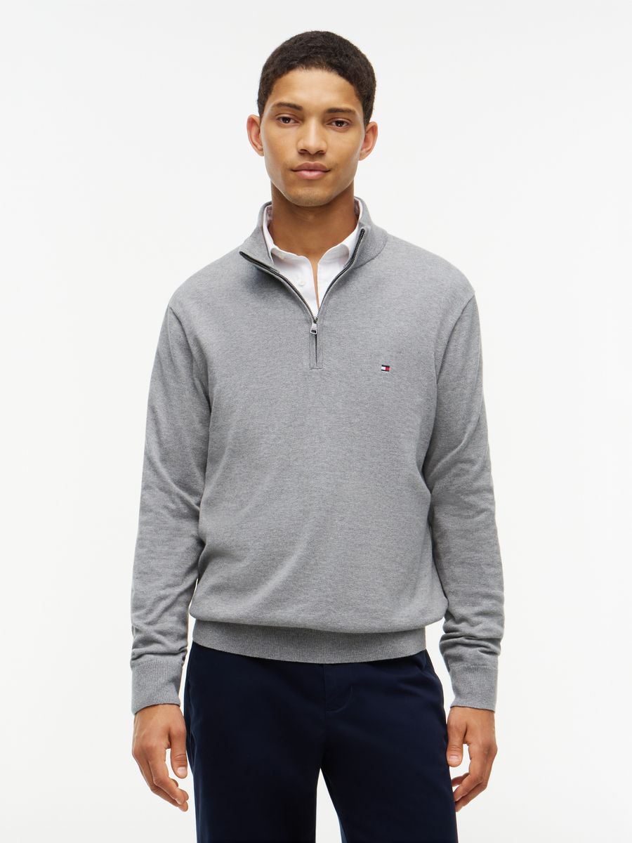 ESSENTIAL COTTON ZIP MOCK