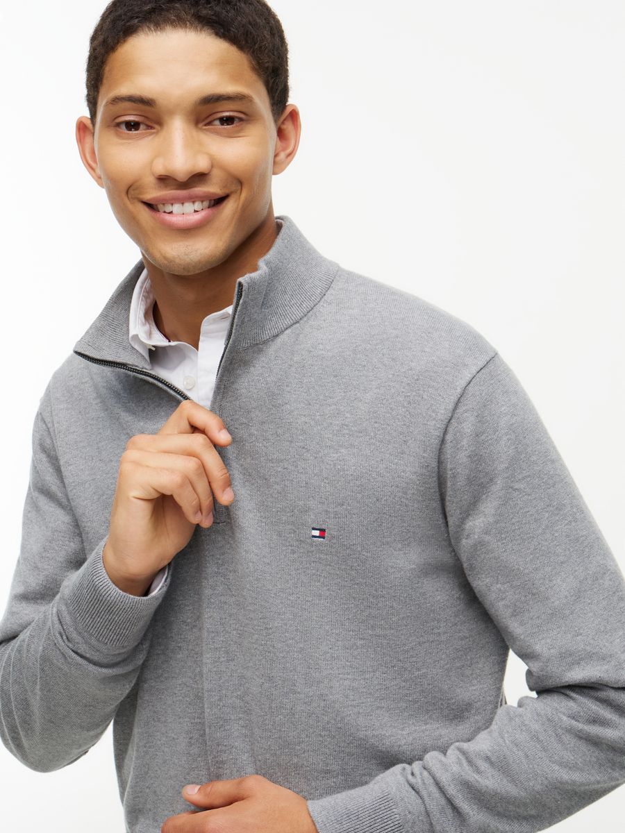 ESSENTIAL COTTON ZIP MOCK