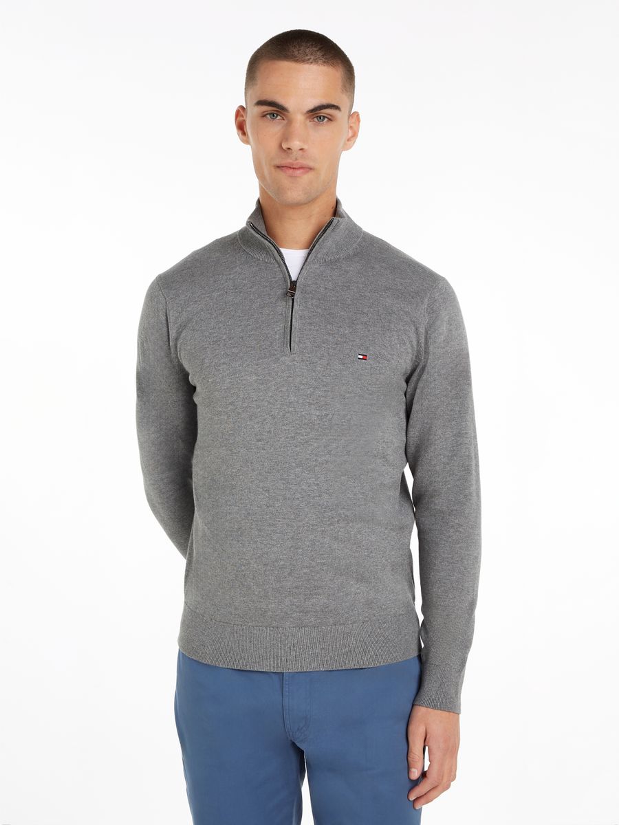 ESSENTIAL COTTON ZIP MOCK