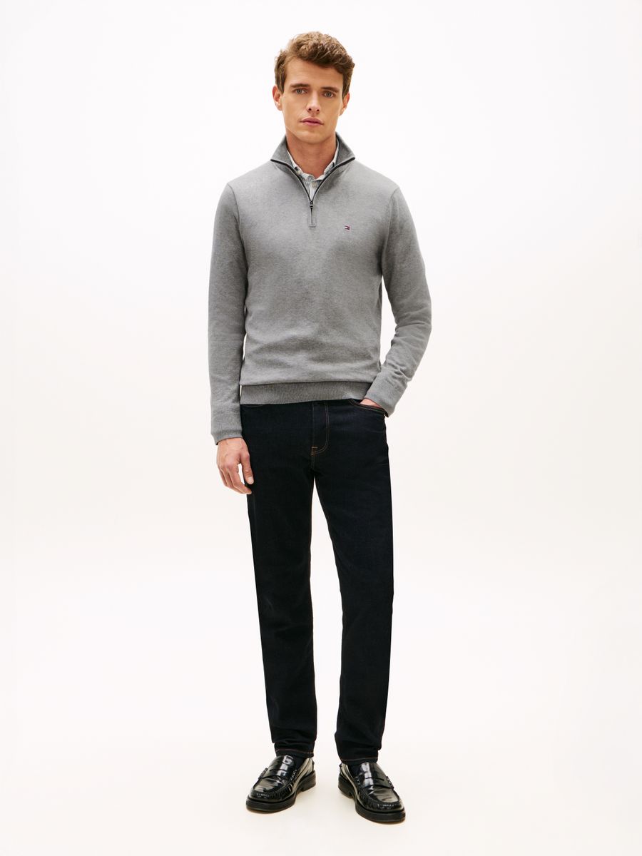 ESSENTIAL COTTON ZIP MOCK