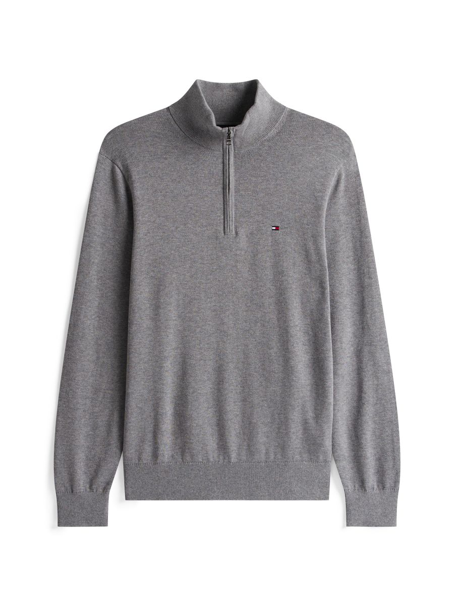 ESSENTIAL COTTON ZIP MOCK