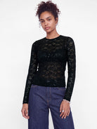 JXLUNA LS LACE SEQUIN TOP WVN