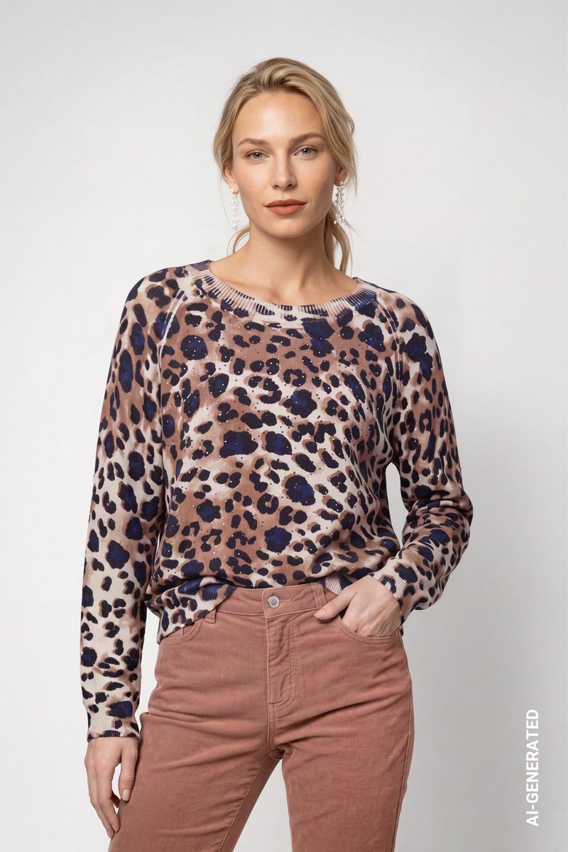 Strickpullover im Leopardenmuster