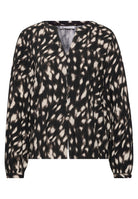 Langarm Tunika mit Split Neck und Reh-Print