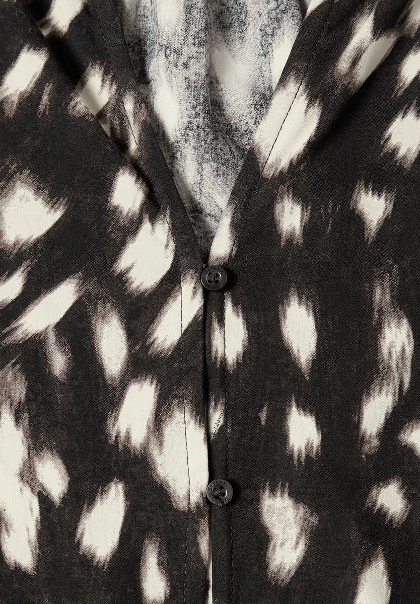 Langarm Tunika mit Split Neck und Reh-Print