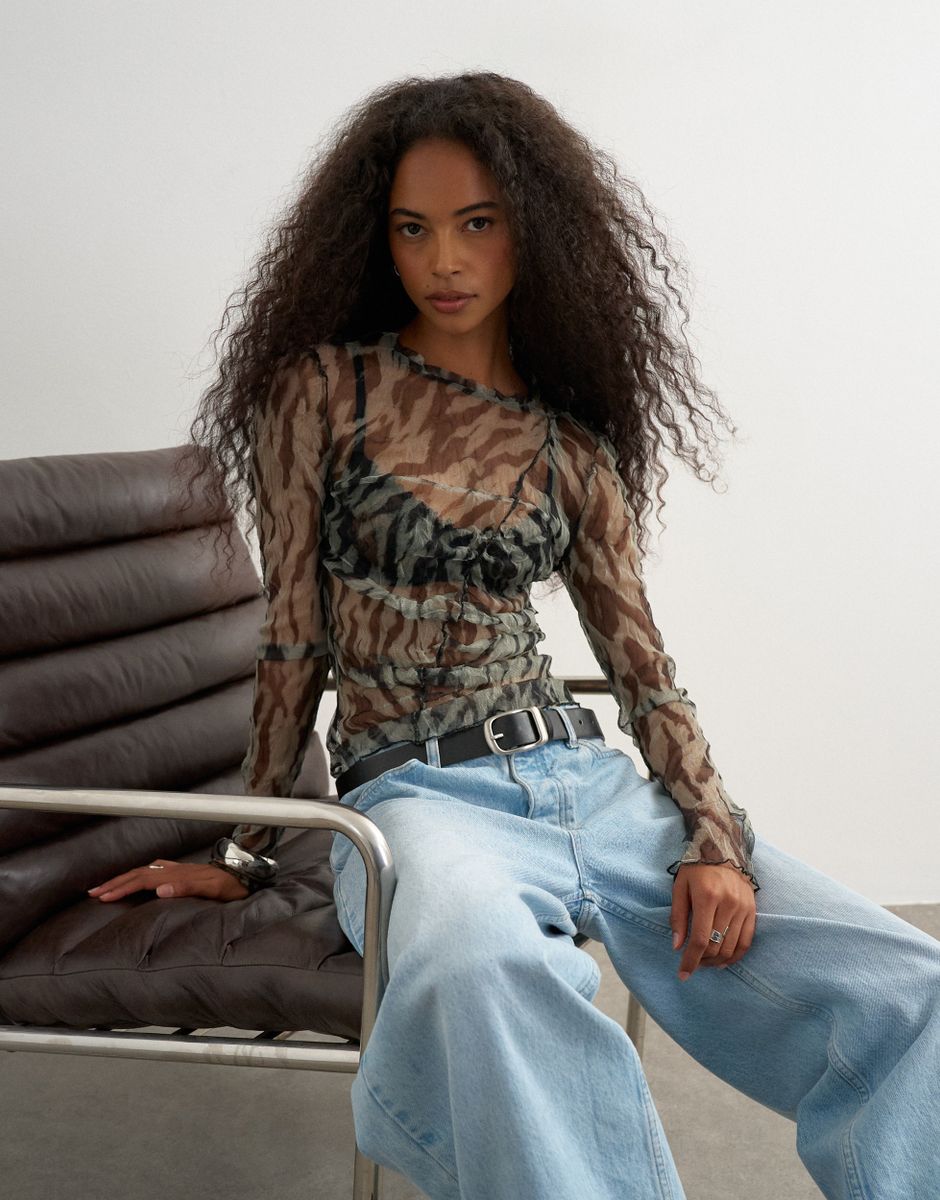 TSBEATE L/S CREWNECK MESH TOP JRS