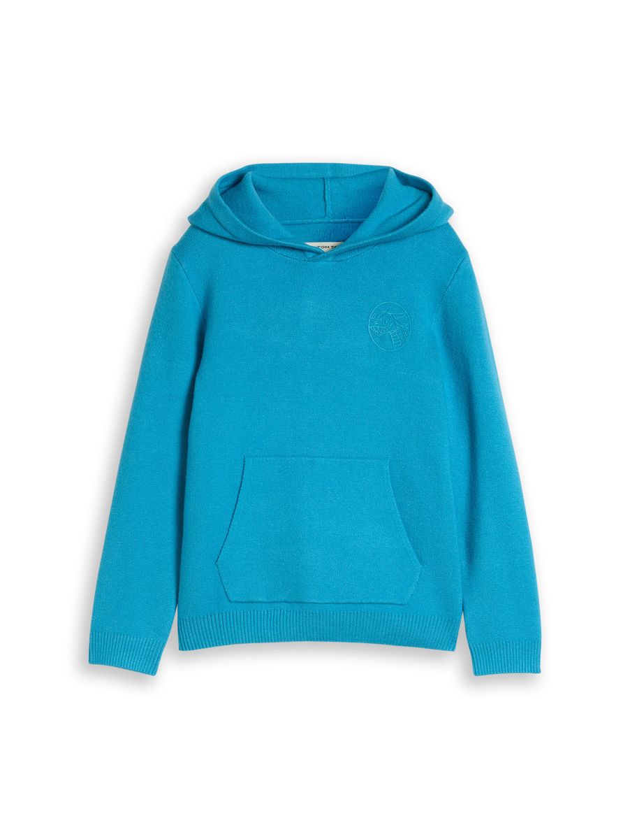 Hoodie-Strickpullover mit Drachen-Print