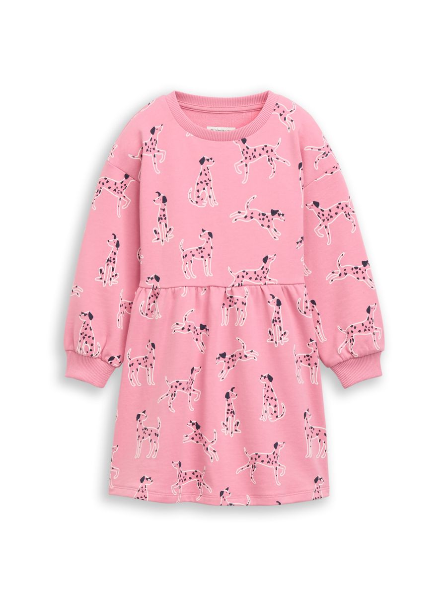 Sweat-Kleid mit Hunde-Print