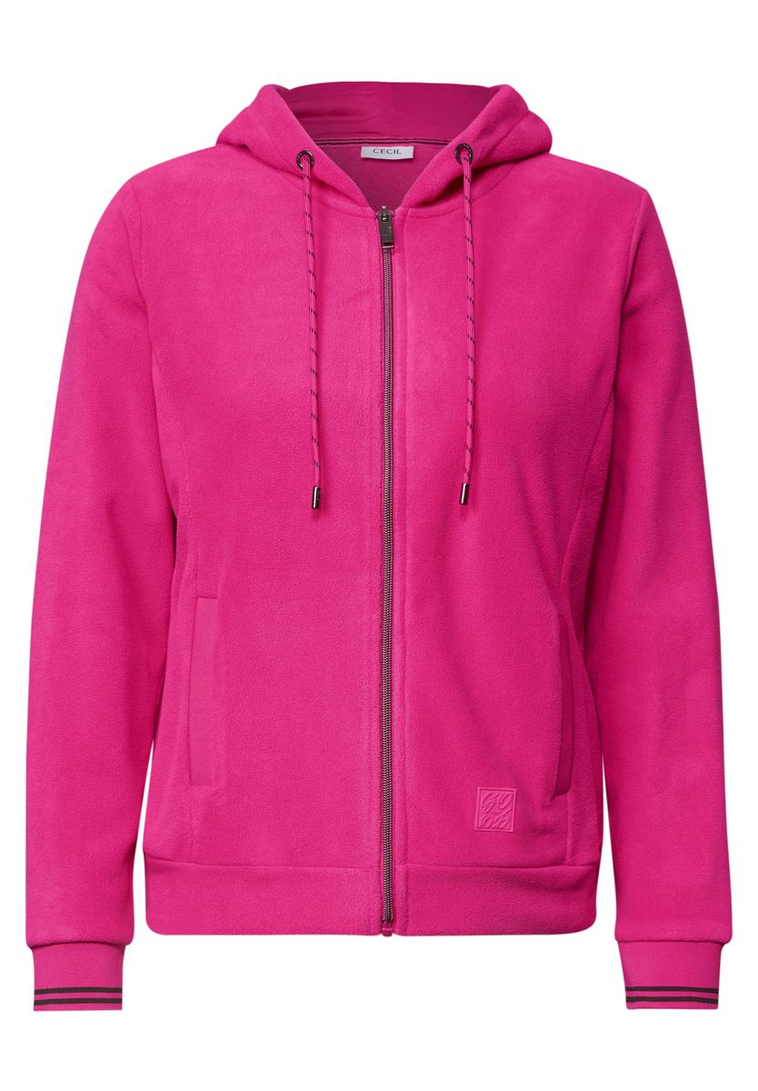 Langarm Fleece Jacke mit Kapuze