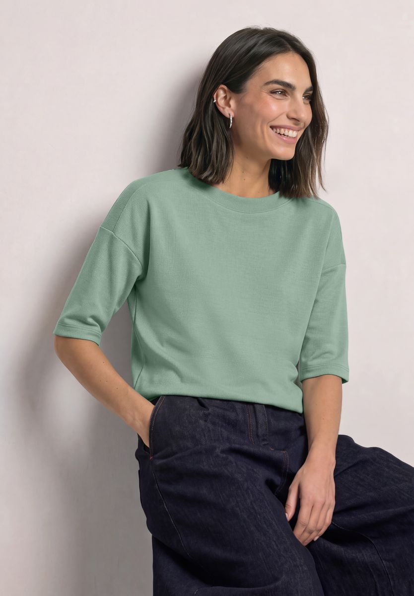 3/4-Arm Shirt mit Boat Neck und Tunnelzug