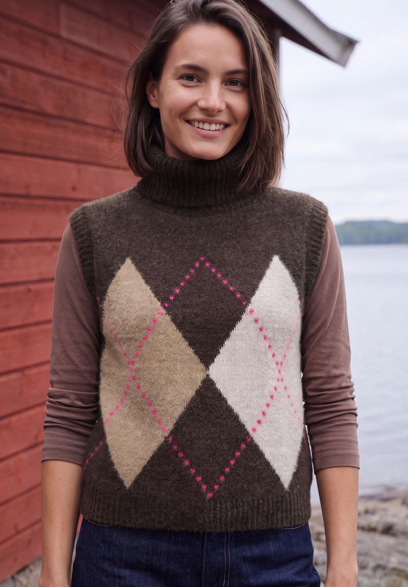 Pullunder mit Kragen und Argyle-Muster