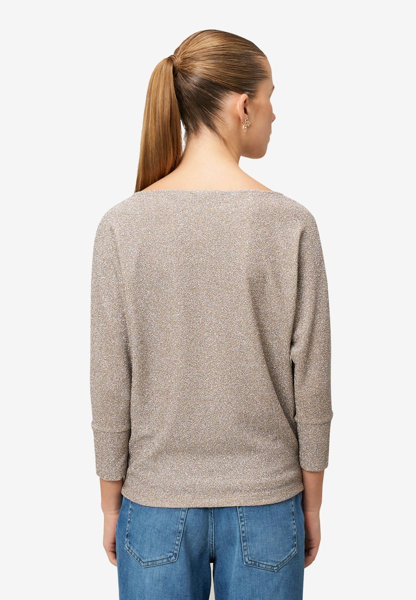 Glitzer-Shirt mit U-Boot Ausschnitt