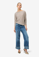 Glitzer-Shirt mit U-Boot Ausschnitt