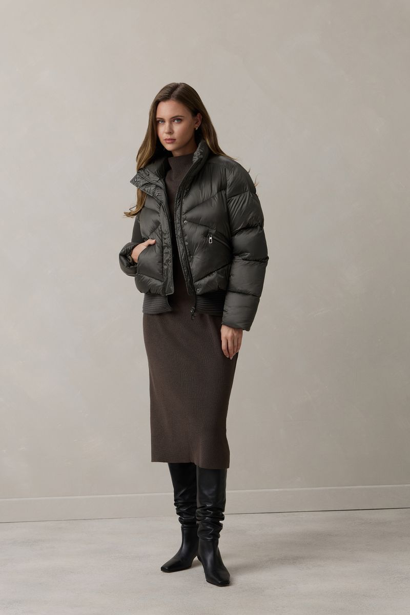 Steppblouson
mit
Strickbund