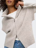 JDYLEA S/L HN 2WAY ZIP VEST KNT NOOS