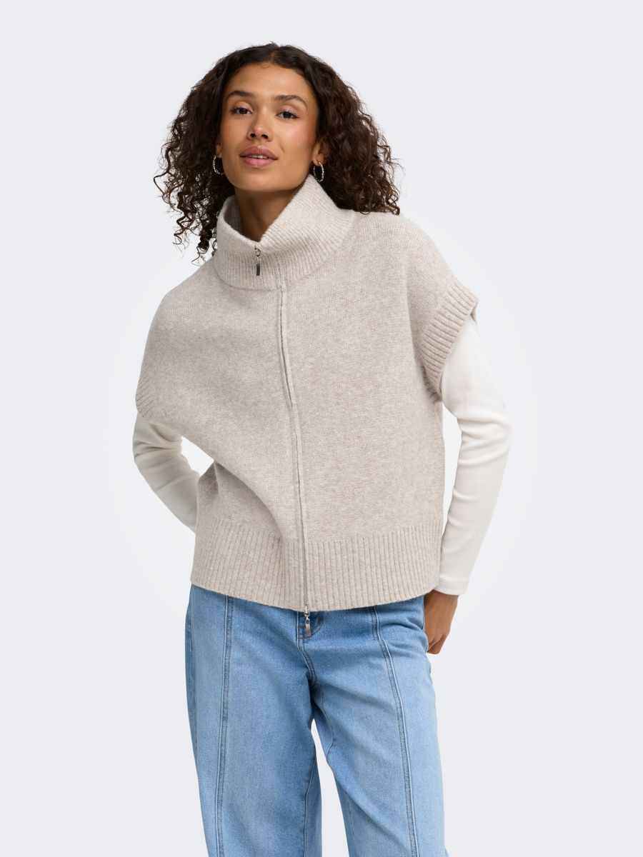 JDYLEA S/L HN 2WAY ZIP VEST KNT NOOS