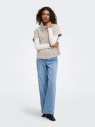 JDYLEA S/L HN 2WAY ZIP VEST KNT NOOS