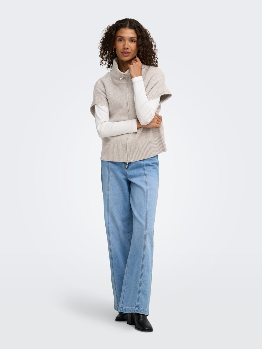 JDYLEA S/L HN 2WAY ZIP VEST KNT NOOS
