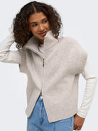 JDYLEA S/L HN 2WAY ZIP VEST KNT NOOS