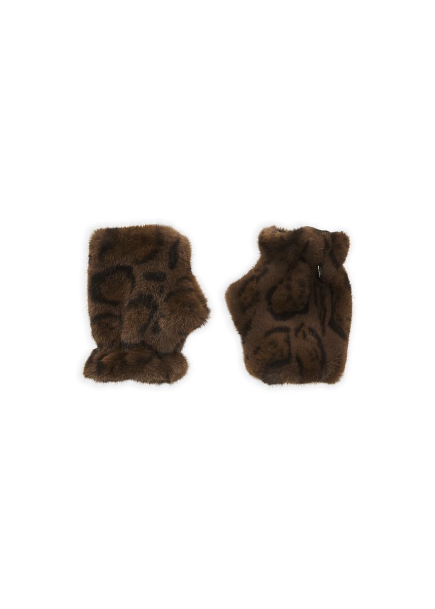 Handschuhe aus Fake Fur mit Leo-Muster