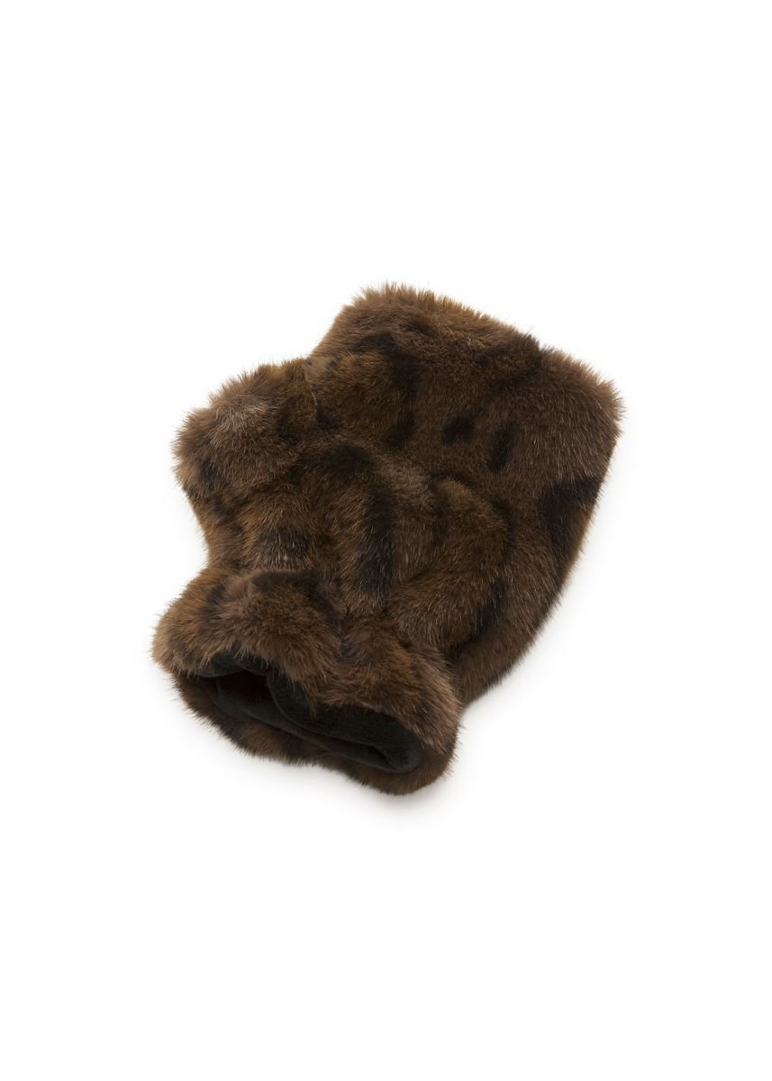 Handschuhe aus Fake Fur mit Leo-Muster