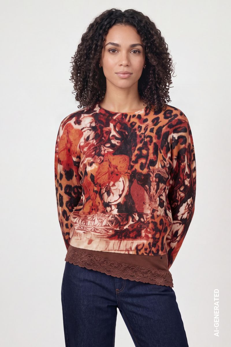 Strickpullover mit Muster-Mix