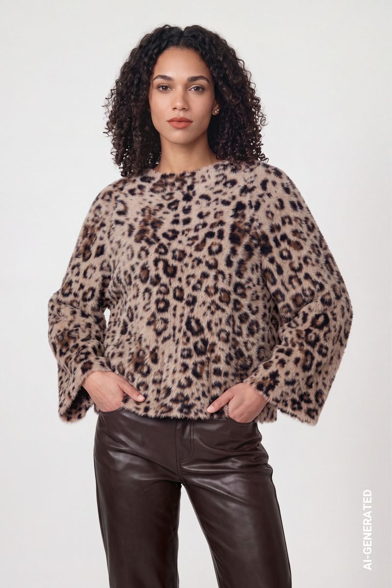 Strickpullover mit Leojacquard-Muster