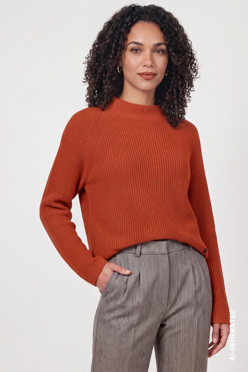 Strickpullover mit Stehkragen