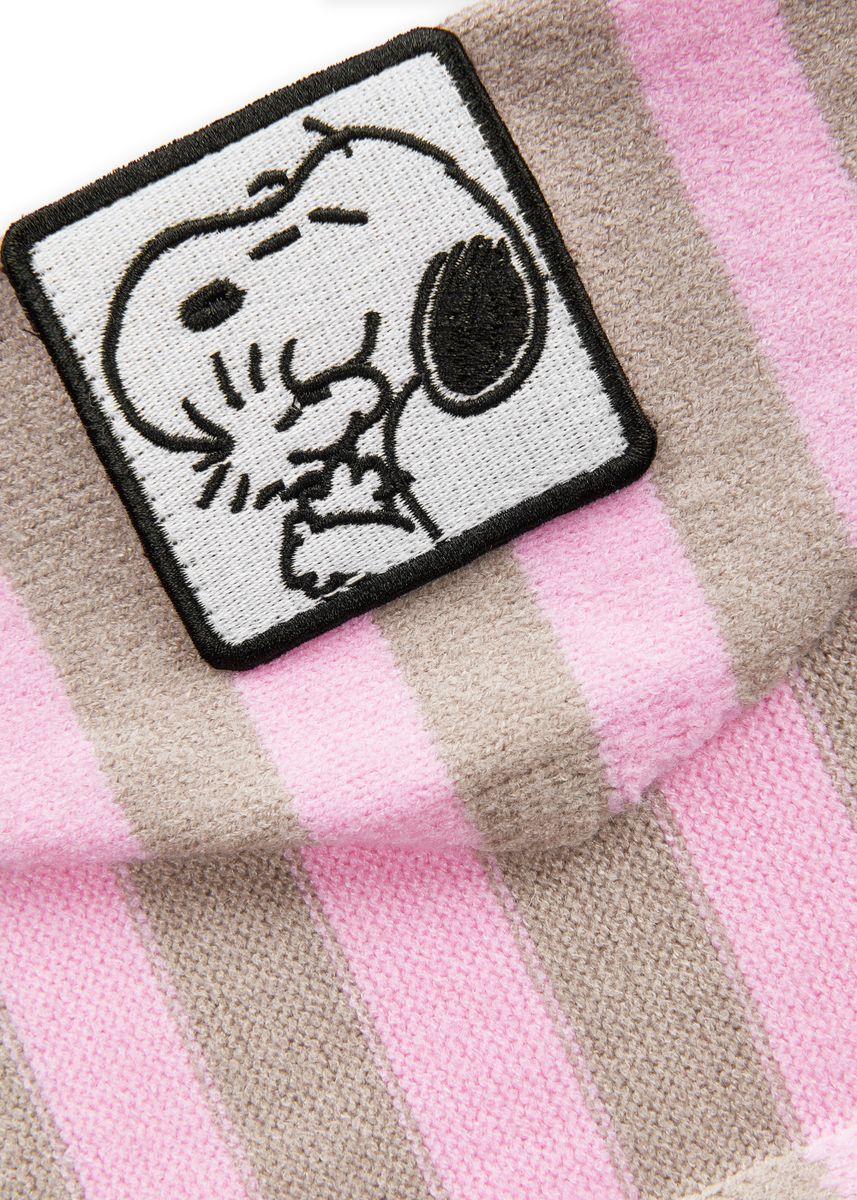 Gestricktes Dreieckstuch mit Streifenmuster und Snoopy-Badge