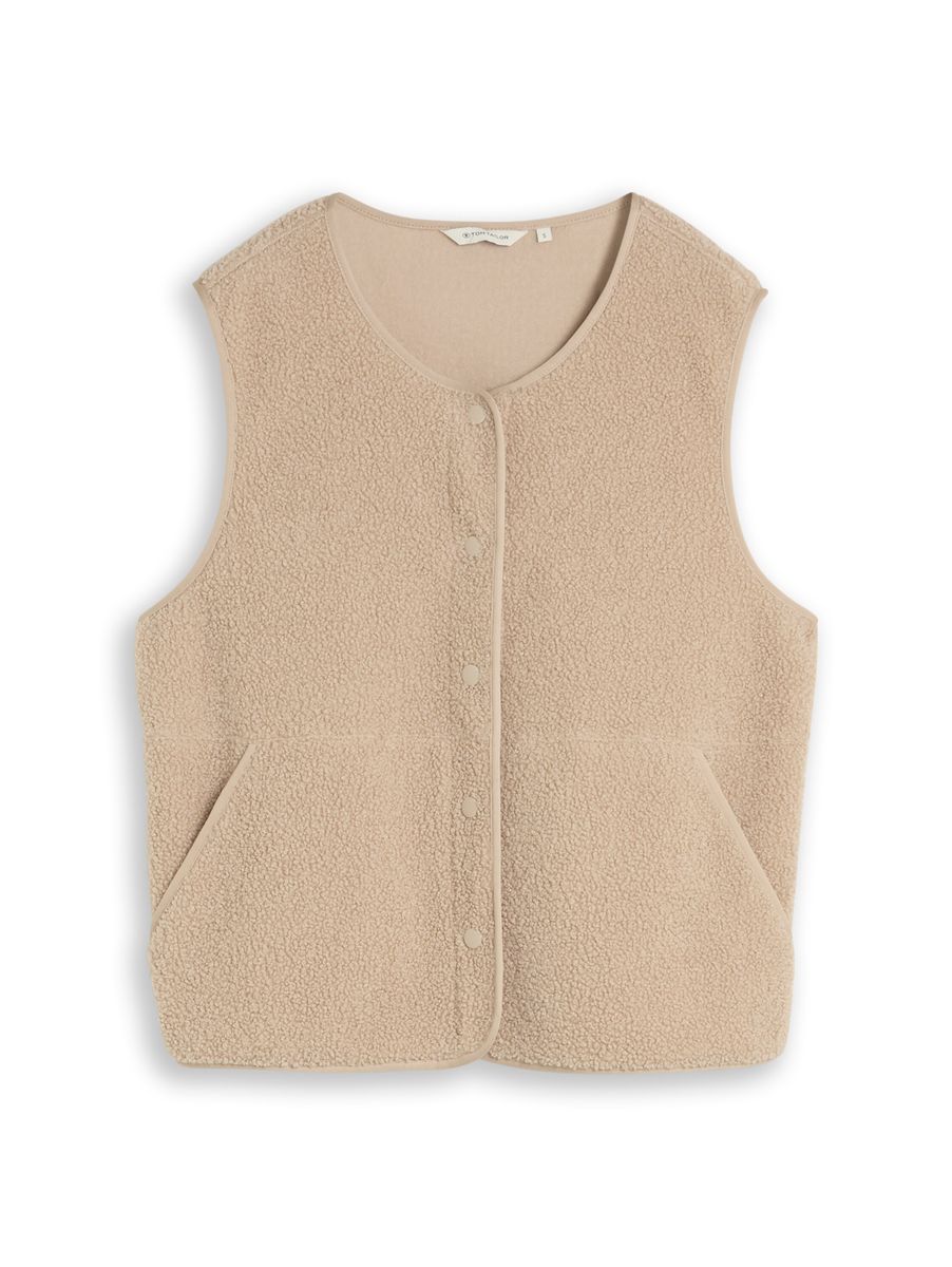 Boxy Fit Teddy Weste mit Taschen