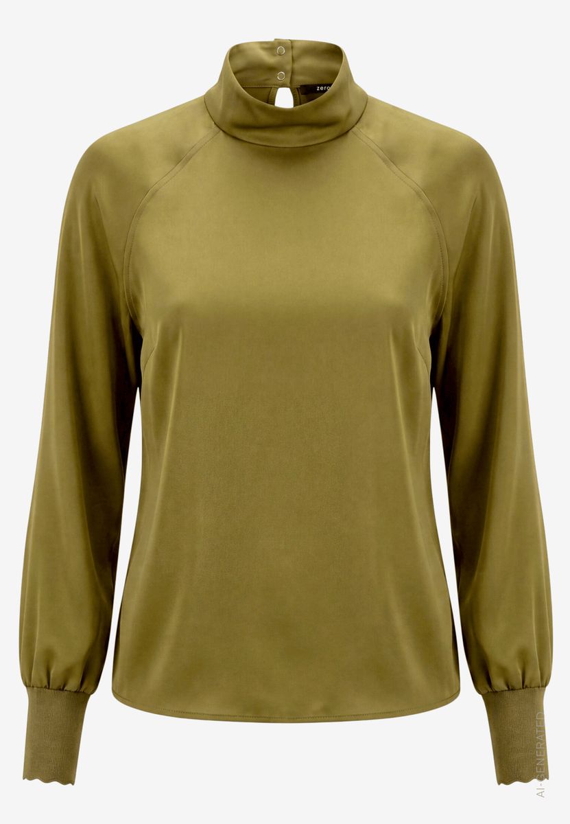 Damen Satinbluse   mit Stehkragen
