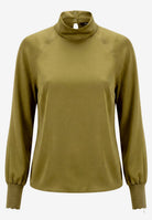 Damen Satinbluse   mit Stehkragen
