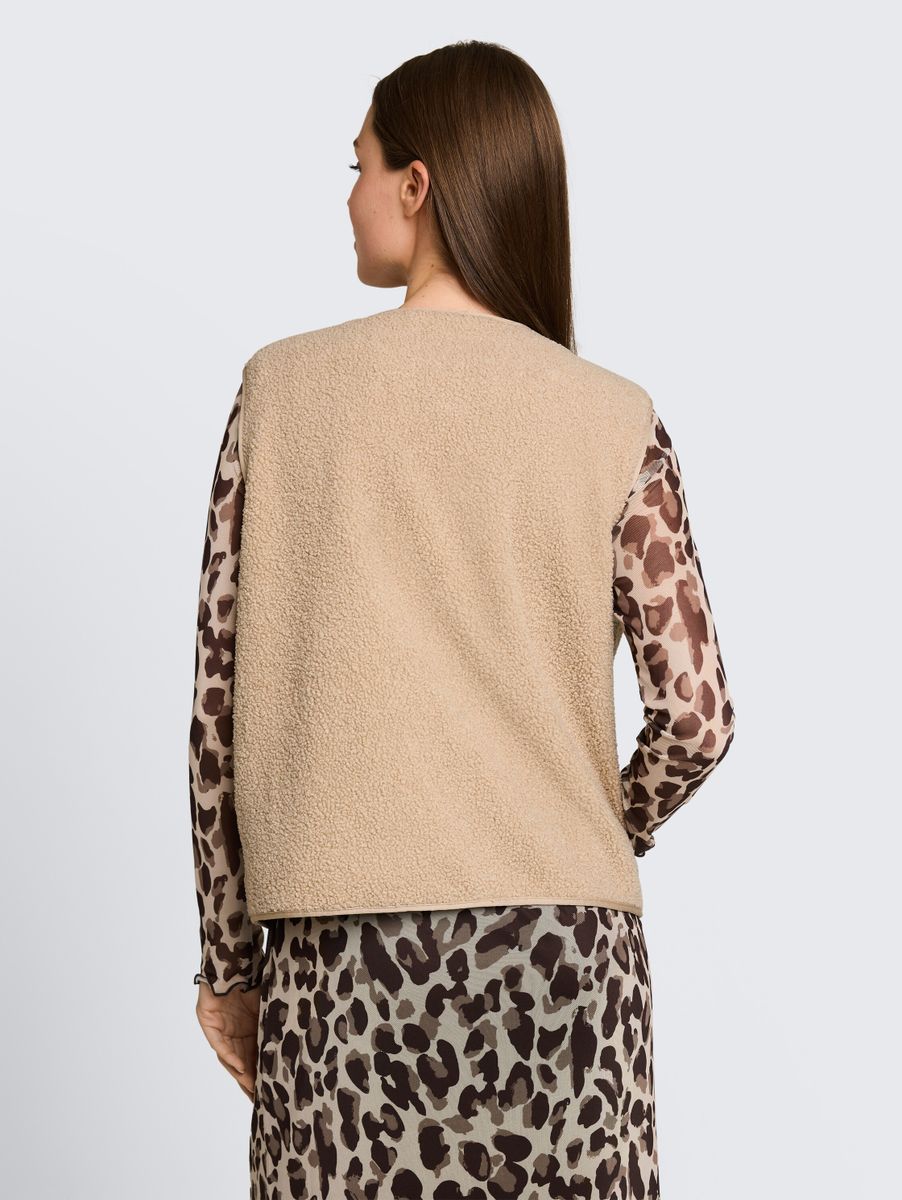 Boxy Fit Teddy Weste mit Taschen