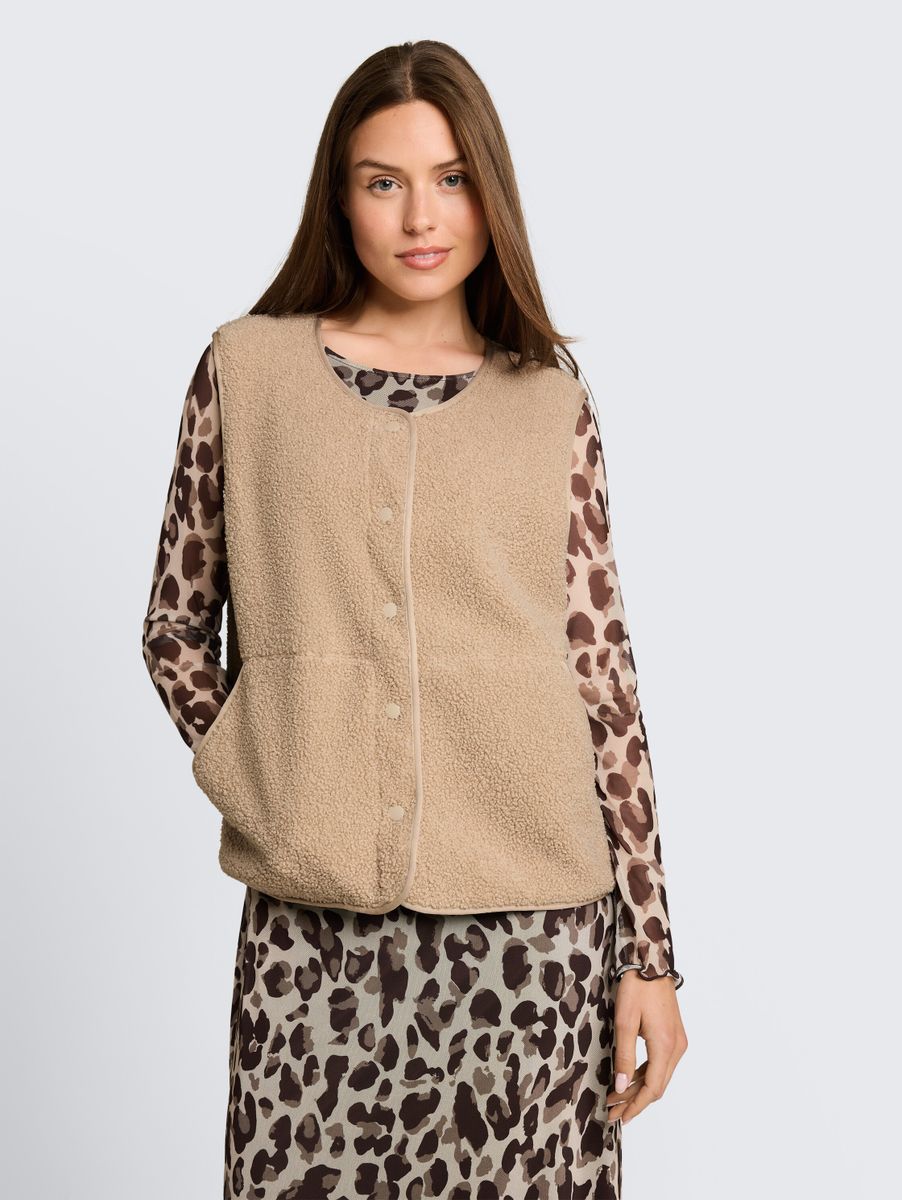 Boxy Fit Teddy Weste mit Taschen