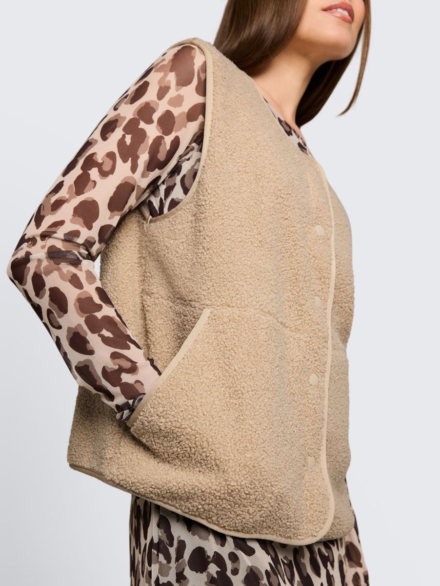 Boxy Fit Teddy Weste mit Taschen
